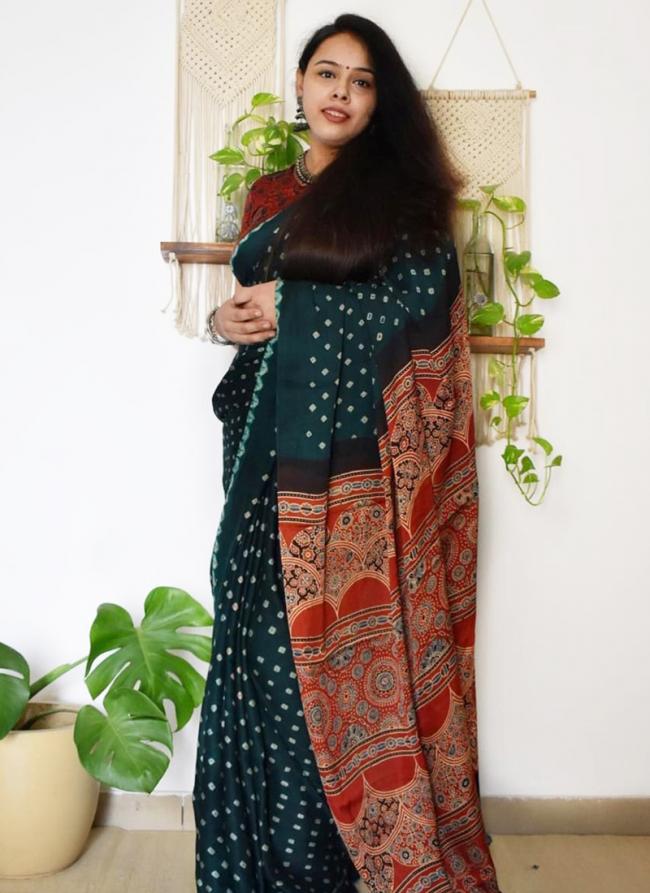 Cotton Morpeach Daily Wear Printed Saree